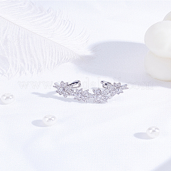 1 paio di orecchini a polsino con fiore in strass alla moda in ottone&nbsp;EJEW-LP0012-11P