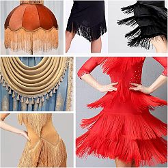 Dentelle à franges latine en polyester&nbsp;OCOR-WH0066-09A