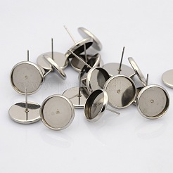 Montature per orecchini a bottone tondo piatto in acciaio inossidabile 304 anti-appannamento&nbsp;STAS-N019-21-14mm