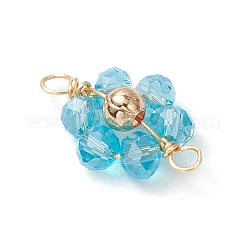 7 Stück 7 Farben galvanisieren ab Farbe transparentes Glas facettierte Rondell & Messing runde Perlen Blumen Verbinder Charms&nbsp;PALLOY-JF03466