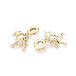 Messing mikro pflastern klare kubik zirkonia europäische baumeln charme&nbsp;KK-N287-33E-G