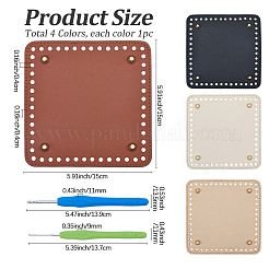 4 stücke 4 farben platz pu leahter stricken häkeln taschen boden&nbsp;AJEW-CL0001-75
