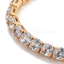 Messing Pavé klare Zirkonia flache runde Box Kette Schieber Armbänder&nbsp;BJEW-YWC0002-12B-G