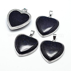 Ciondoli cuore in ottone placcato platino pietre miste naturali e sintetiche&nbsp;G-F228-10-RS