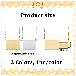 2 pendentif médaillon coulissant rectangulaire en acier inoxydable 2 couleurs pour femmes&nbsp;NJEW-DR0001-11