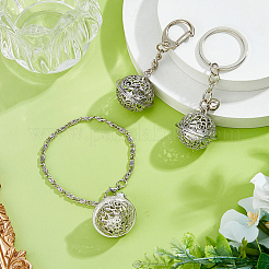 3 set di 3 portachiavi con ciondolo in lega di ferro e campanella e braccialetti con ciondoli&nbsp;DIY-FH0009-60P