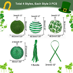 Décorations de pendentif de boule de mousse de thème de saint patrick&nbsp;AJEW-WH0317-93B