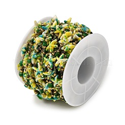 Catene a maglie di stelle marine turchesi sintetiche in acciaio inossidabile 304 fatte a mano&nbsp;CHS-L032-13G-04