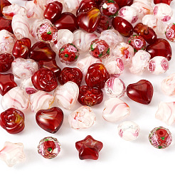 80 brin de perles de verre millefiori de 8 styles&nbsp;GLAA-TA0003-43C