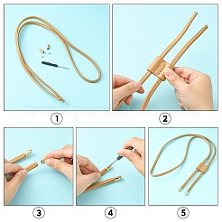 2 ensemble de 2 couleurs de cordon de serrage et de curseur de cordon pour sac en similicuir PU&nbsp;DIY-WR0002-08