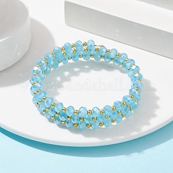 Braccialetto stile avvolgente con perline di vetro rondelle&nbsp;BJEW-JB09965-06