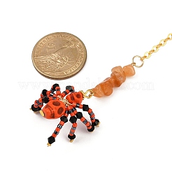 Decorazioni pendenti con perline di vetro e turchese sintetico tinto a tema Halloween&nbsp;HJEW-MZ00282-04
