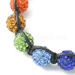 Handgefertigte Polymer Clay Strassperlen geflochtene Perlenarmbänder&nbsp;BJEW-TA00320