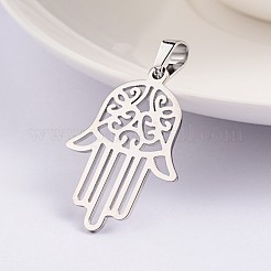 Hamsa Hand/Hand der Fatima/Hand der Miriam 304 Edelstahl Anhänger&nbsp;STAS-F016-18