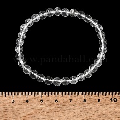 Braccialetti elasticizzati con perline rotonde di cristallo di quarzo naturale&nbsp;GG-CBA12F1-02B-12