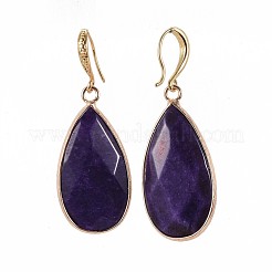 Boucles d'oreilles en jade blanc naturel en forme de goutte&nbsp;EJEW-JE02998-01