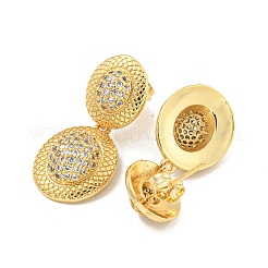 Boucles d'oreilles ovales en laiton pavé de zircons cubiques transparents&nbsp;EJEW-M258-29G