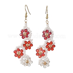 Pendientes colgantes con cuentas de semillas de vidrio en forma de flor&nbsp;EJEW-MZ00775-03
