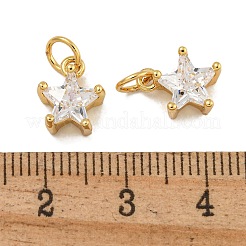 Placage de crémaillère en laiton micro pavé breloques en zircone cubique claire&nbsp;KK-U030-02G