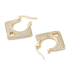 Orecchini a cerchio rombo con cuore in zirconia cubica trasparente&nbsp;EJEW-M216-10G