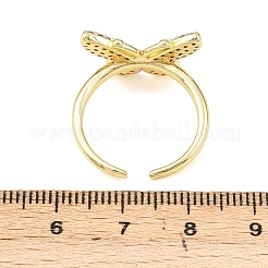 Anelli a polsino con farfalla in ottone micro pavé e zirconi cubici colorati per donna&nbsp;RJEW-A088-05G