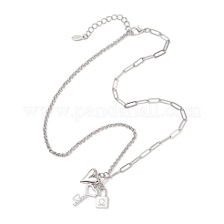 Colgante de llave con forma de corazón y rhinestone de cristal de aleación&nbsp;NJEW-JN05620