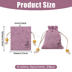 24 bolsa de tela con cordón y estampado de flores en 6 colores&nbsp;ABAG-CA0001-22A