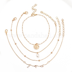 4 set di cavigliere a catena in lega di stile 4 pezzi&nbsp;SJEW-D009-06KCG