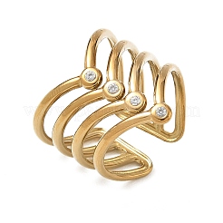 Anelli aperti a bracciale multistrato in acciaio inossidabile 304 con micro pavé di zirconi cubici per donna&nbsp;CU-CBAD24F-03G