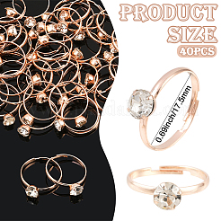40 verstellbare Fingerringe aus Legierung mit Strass für Damen&nbsp;RJEW-SP0001-02RG