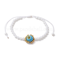 Lampwork fait à la main mauvais œil et perles de rocaille en verre bracelets de perles tressés&nbsp;BJEW-MZ00090