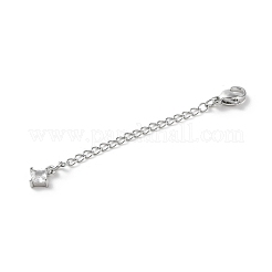 Messing Micro Pave klarer Zirkonoxid Kettenverlängerer&nbsp;KK-G491-52D-S