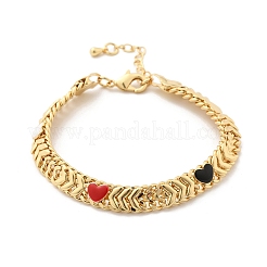Armbänder mit Herzgliedern aus Messing und Emaille für Damen&nbsp;BJEW-B125-07G