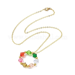 Colliers à pendentif en anneau de perles acryliques colorées&nbsp;NJEW-JN04596-01