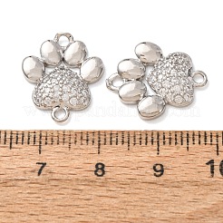 Breloques de connexion en laiton serties de micro-pavés de zircon cubique transparent en forme de patte&nbsp;CU-CBA2907-09P