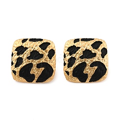 Orecchini a bottone in ottone e smalto con stampa leopardata per donna&nbsp;EJEW-U055-15B-G