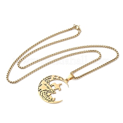 201 collane con ciondolo a forma di luna da cowboy con taglio cavo in acciaio inossidabile&nbsp;LS-NJEW-H065-26G