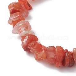 Galvanisierte Sechseckprisma-Stretcharmbänder mit Naturquarzsplitterperlen für Damen&nbsp;BJEW-JB10756-07