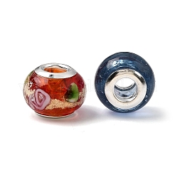 Gemischte handgefertigten Murano Goldsand Europäischen großes Loch Rondelle Korn&nbsp;LPDL-M013-M