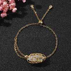 Braccialetti con cursore a maglie tonde in cristallo di quarzo naturale&nbsp;BJEW-JB09902-04