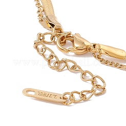 Placcatura ionica (ip) 304 acciaio inossidabile cuore con scritta love you charm cavigliera multifilo a doppio strato con catene a maglie e a serpente per donna&nbsp;AJEW-I064-05G