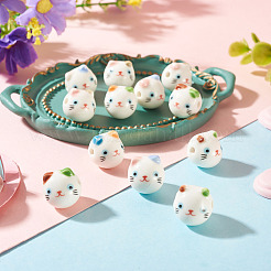 Cuentas de cerámica de porcelana impresas a mano&nbsp;PORC-BG0001-03