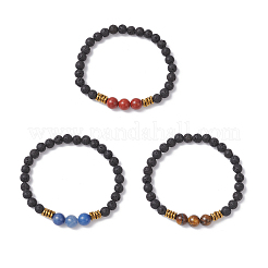 Braccialetti elastici con perline rotonde in pietre preziose naturali e sintetiche per uomo e donna&nbsp;BJEW-JB12263