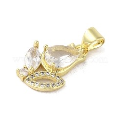 Porte micro ouvrent pendentifs zircone cubique en laiton de placage&nbsp;KK-C052-02B-G