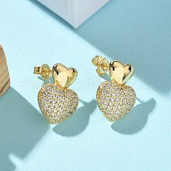 Ohrstecker aus Messing mit Mikropavé und klaren kubischen Zirkonia für Damen&nbsp;LS-EJEW-U034-01G-01