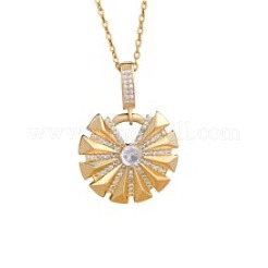 Colliers pour femmes avec pendentif en laiton serti de micro-pavés de zirconiums cubiques transparents et chaîne câble en acier inoxydable 304.&nbsp;WGB3057-03