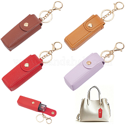 4 Stück rechteckiger Lippenstifthalter-Schlüsselanhänger aus PU-Leder in 4 Farben&nbsp;KEYC-CL0001-63A