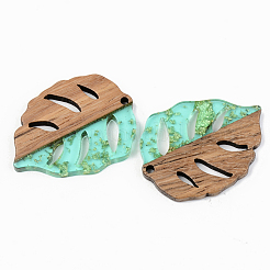 Colgantes de resina transparente y madera de nogal&nbsp;RESI-S389-003A-B02
