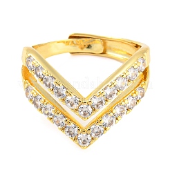 Verstellbarer Kronenring aus Messing mit klarem Zirkonia&nbsp;RJEW-Q781-02G