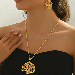 Elegante moda lacrima e fiore collana e orecchini in ottone set per le donne&nbsp;GO0418